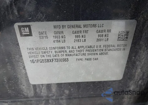 2015 Chevrolet Cruze Ltz from USA, damaged, VIN 1G1PG5SBXF7208983